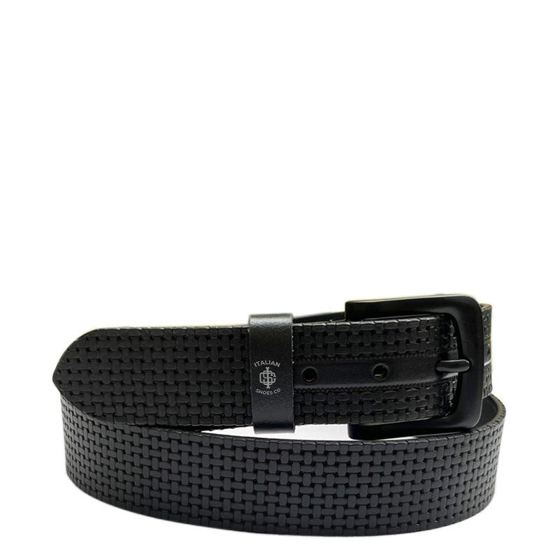 Strutturato Diamante Black Leather Belt