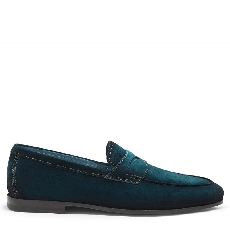Men Nes Green Suede Penny Loafers N Classic Slip On