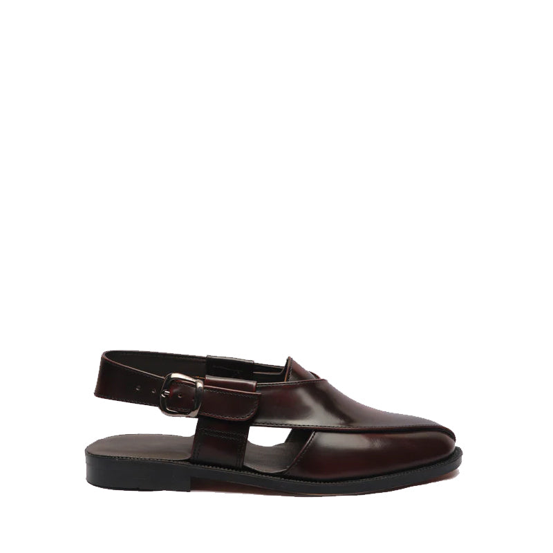 Ethnic Back Strap Leather Peshawari Black Sandal