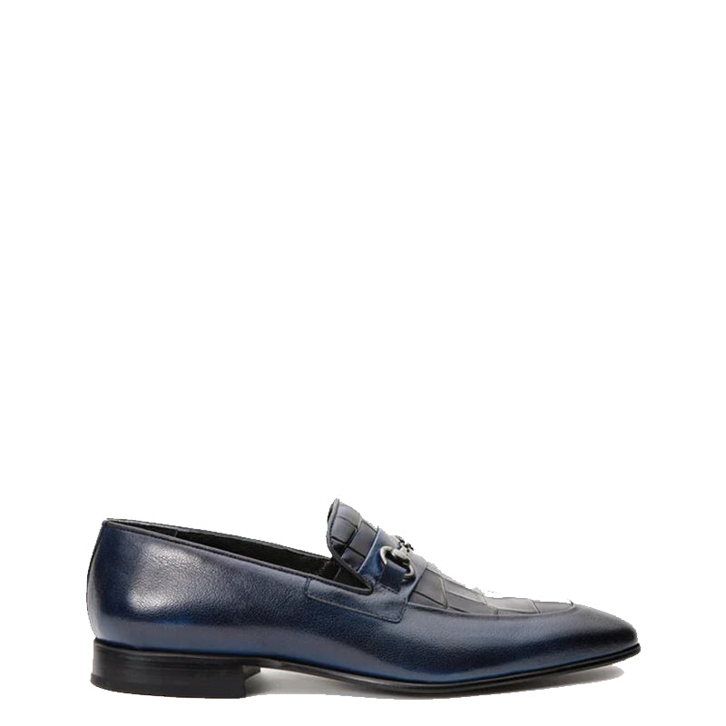 Blue Men s Leather Slip On Shoe
