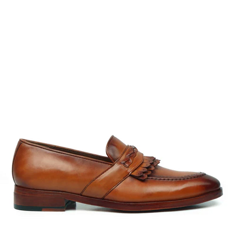 Men Classic Handmade Leather Loafer With Fringe