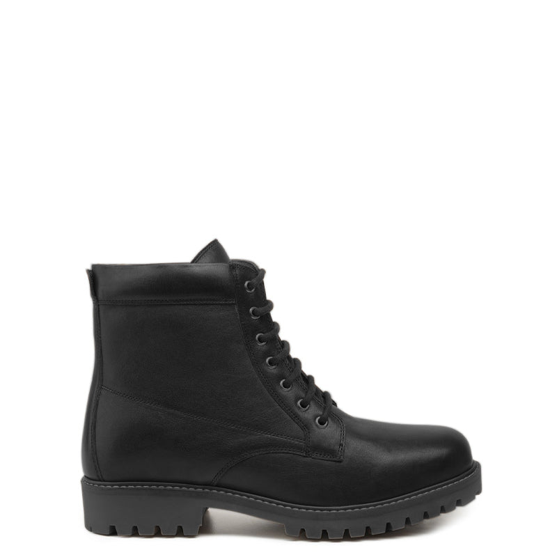 Classic Leather Lace Up Ankle Boot Black