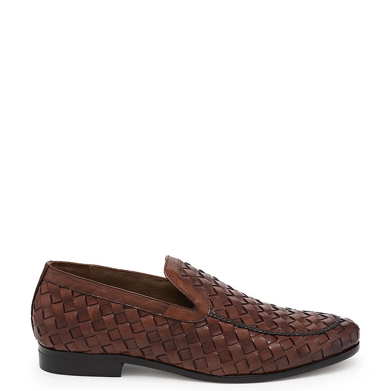 Men Woven Textured Handmade Pure Leather Loafer