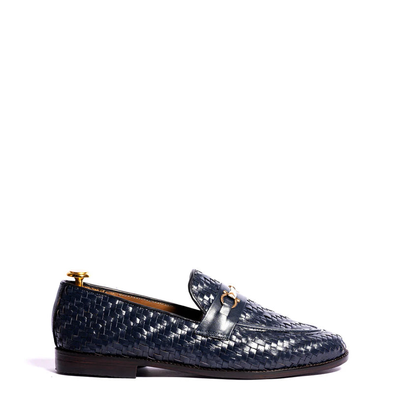 Pure Woven Leather Horsebit Buckled Loafer