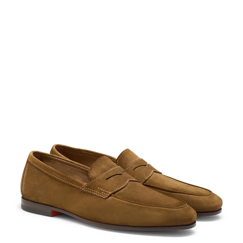 Men Nes Natural Suede Penny Loafers N Classic Slip On