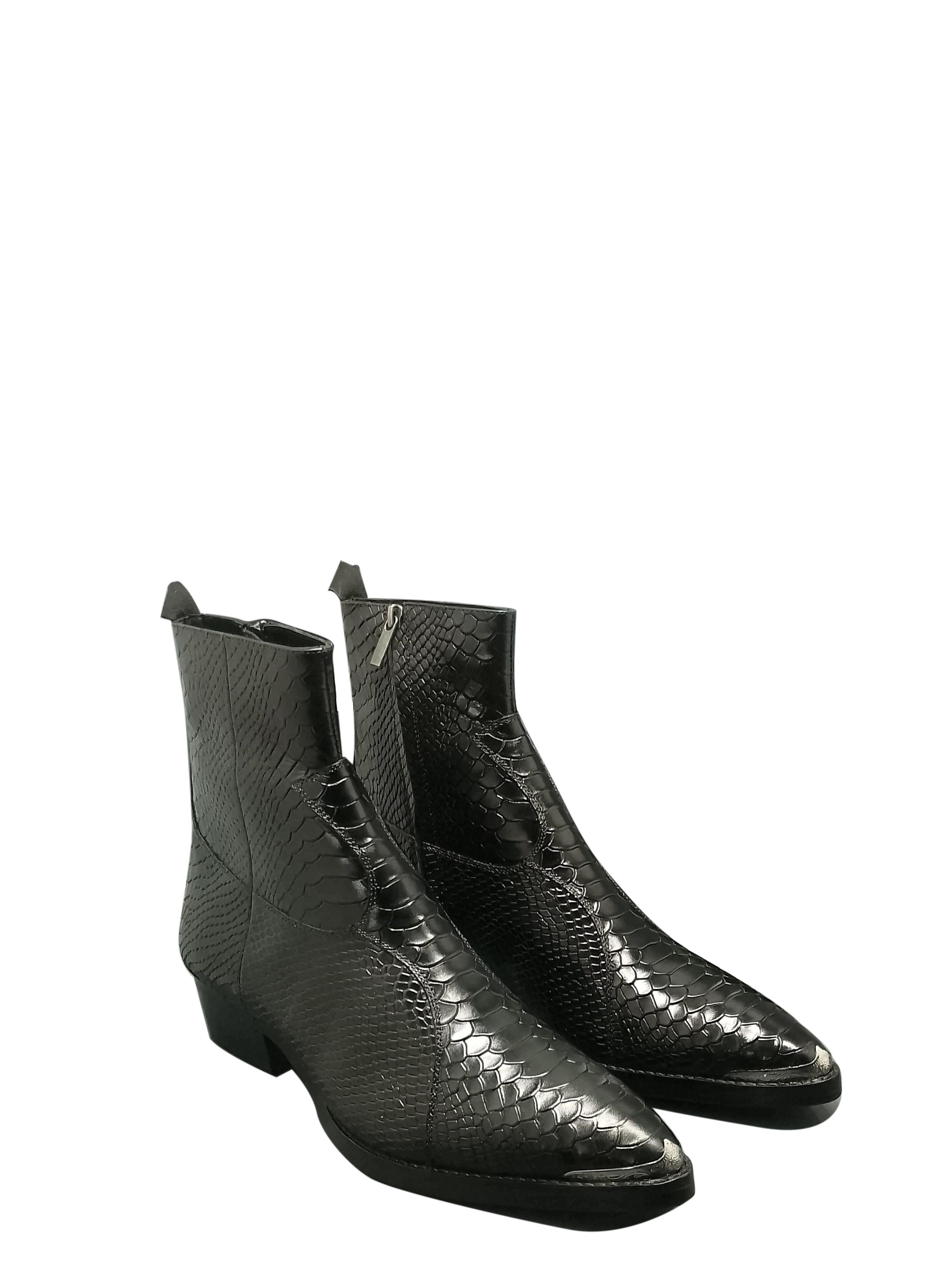 Raven Black Python Hand Dyed Leather Shoe for Men