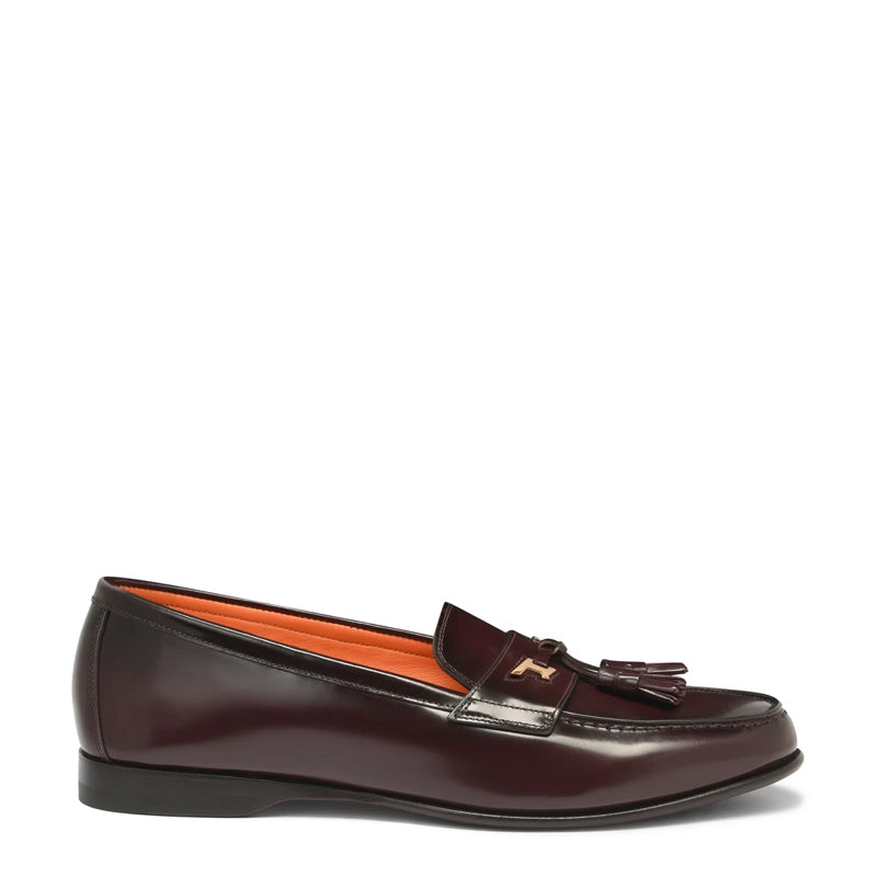 Polished Leather Tassel Blue Loafer For Men