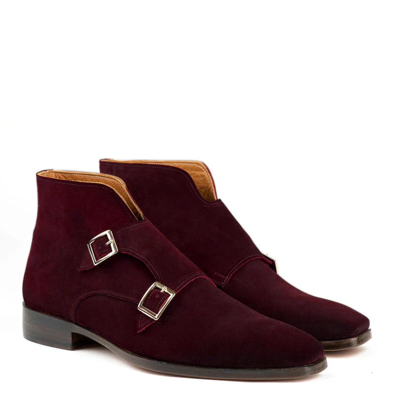 Classic Suede Leather Double Monkstraps Ankle Boot