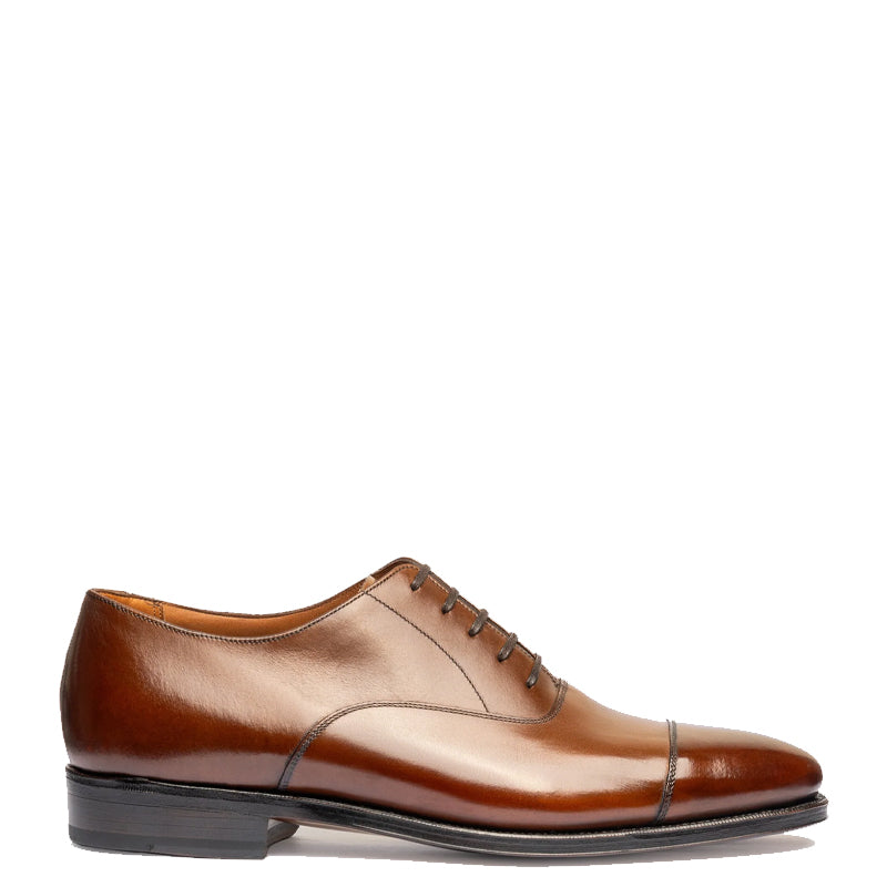 Plain Classic Captoe Leather Oxford Shoe Burgundy