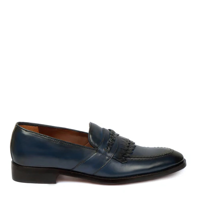 Patent Leather Slip-On White Loafer With Dual Fringes