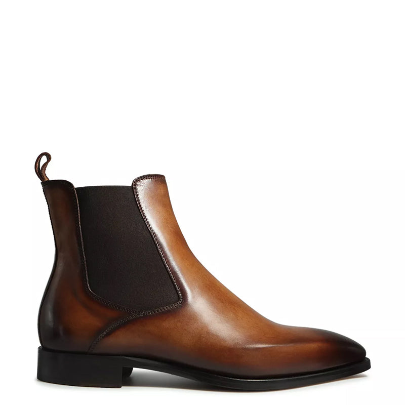 Patina Classic Mid Top Leather Chelsea Boot Tan