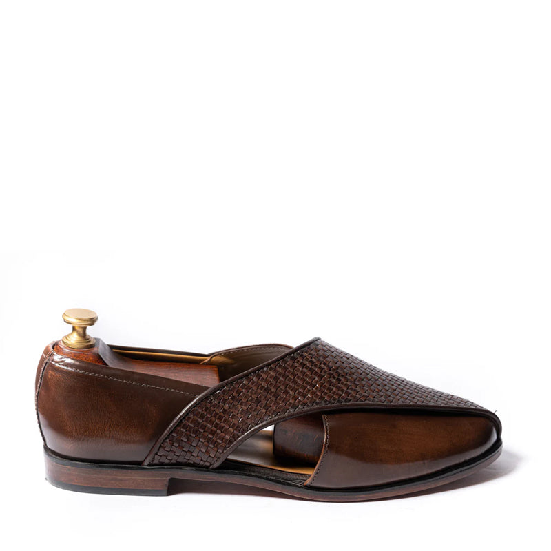 Woven Shiny Leather Breave Peshawari Sandal