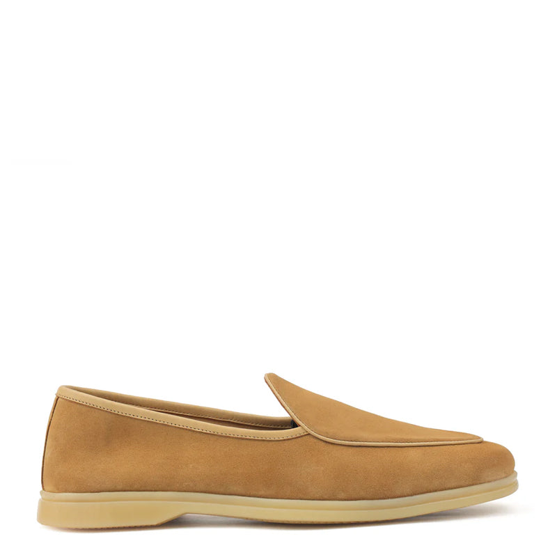 Suede Leather Solid Brown Loafer For Men