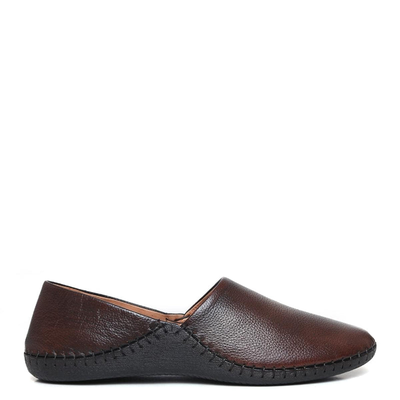 Men Textured Casual Leather Black Loafer