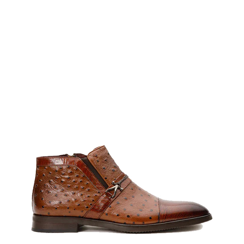 Brown Leather Ankle Zip Up Boot for Men