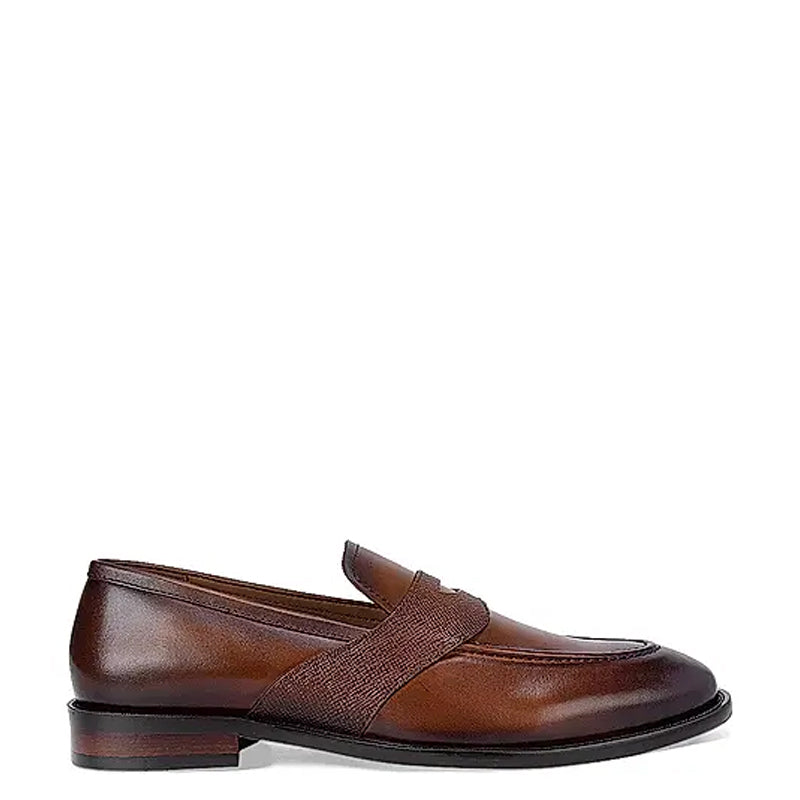 Men Classic Polished Leather Penny Brown Loafer