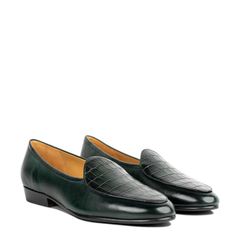 Men Croco Solid Leather Blue Loafer