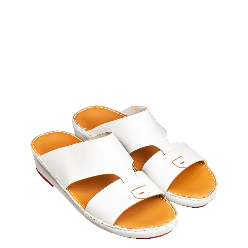 Premium Open Toe Leather Stich Comfort Arabic Off White Sandal