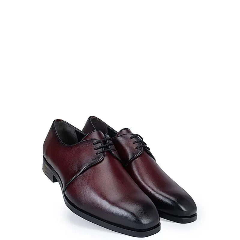 Plain Solid Leather Lace-Up Formal Derby Shoe