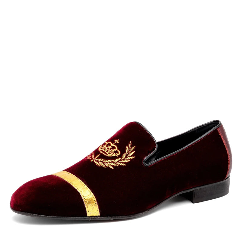 Velvet Slip Ons with Royal Eagle Embroidery