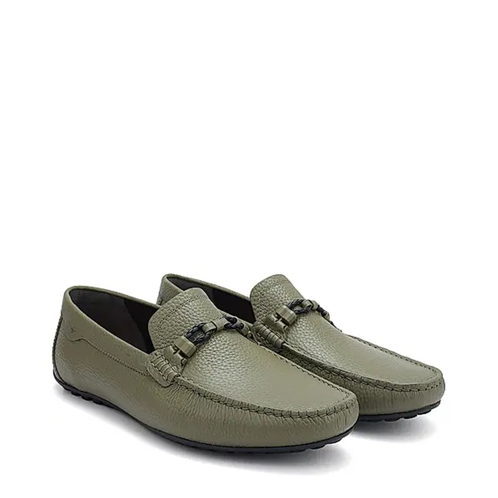Men Textured Leather Driving White Loafer