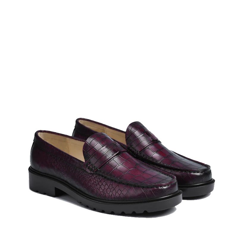 Men's Round Toe Croc Loafers