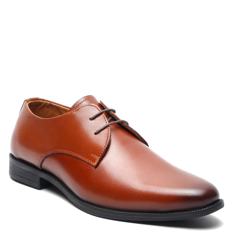 Leather Lace-Up Solid Derby Brown Shoe