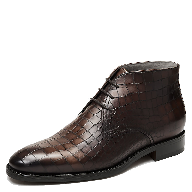 Men s Croco Leather Chukka Boots
