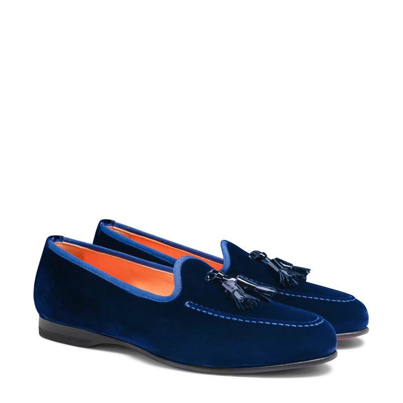 Suede Andrea Velvet Leather Tassel Black Loafer