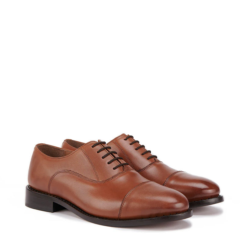 Classic Design Leather Cap Toe Oxford Shoes