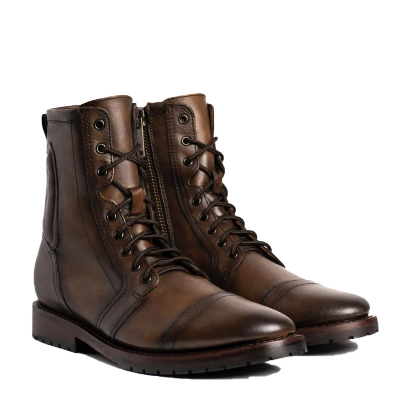 Leather Zip Up High Ankle Boots
