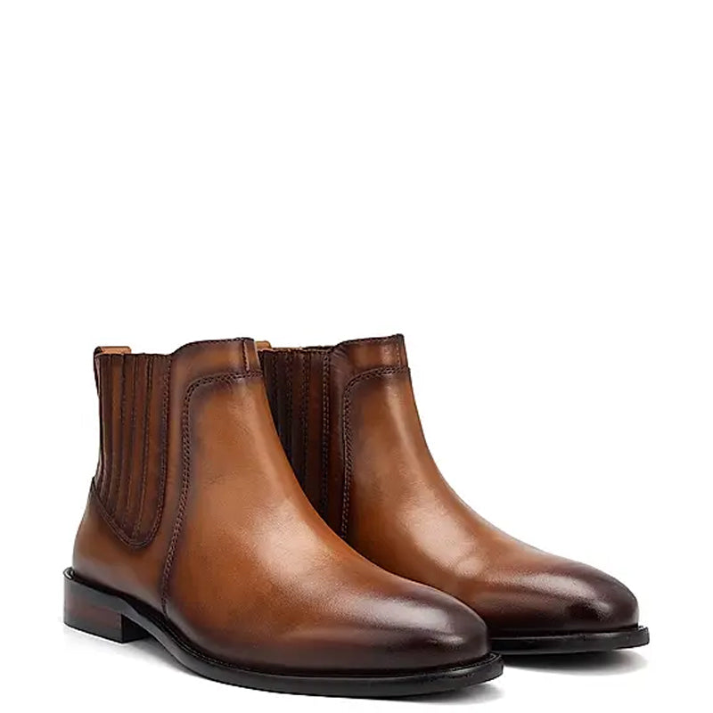 Mid Top Plain Leather Handmade Stylish Chelsea Boots