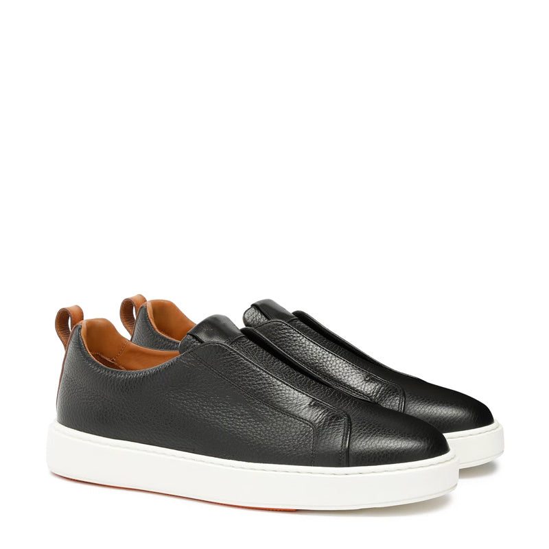 Men Tumbled Leather Slip On Sneakers