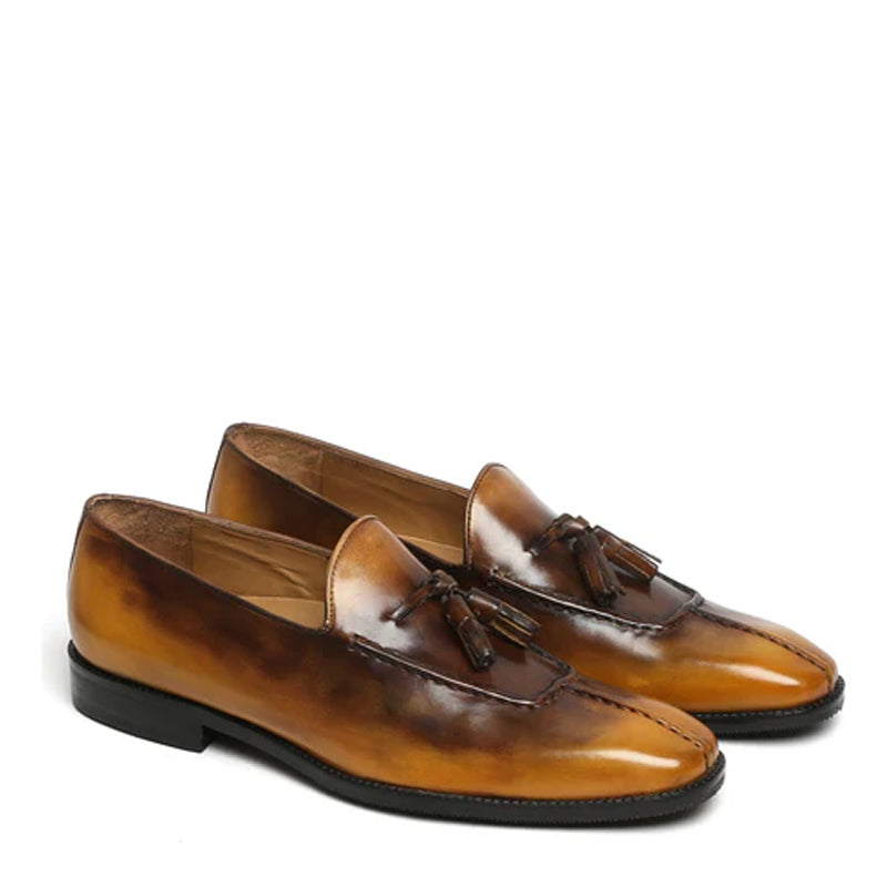 Men Slip-On Leather Blue-Black Tassel Loafer