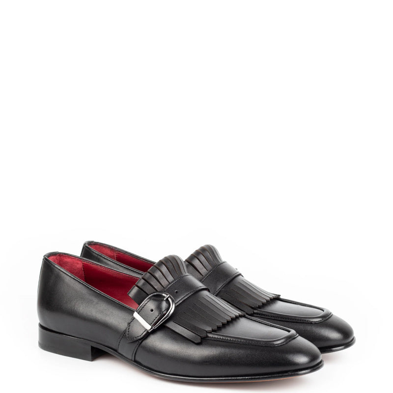 Premium Midnight Leather Single Monk Strap Shoe