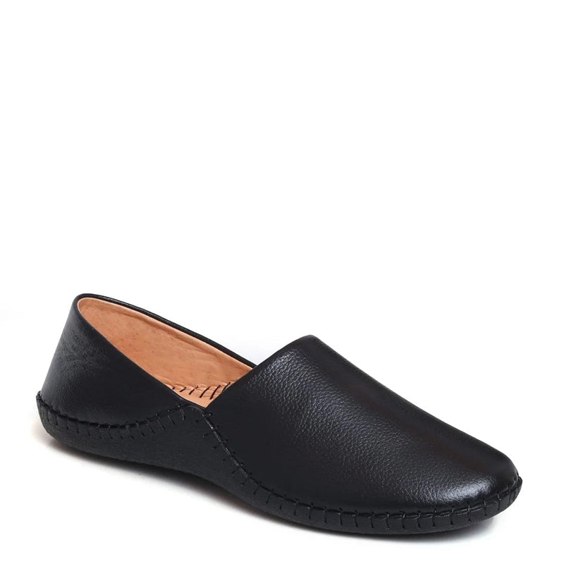 Men Textured Casual Leather Black Loafer
