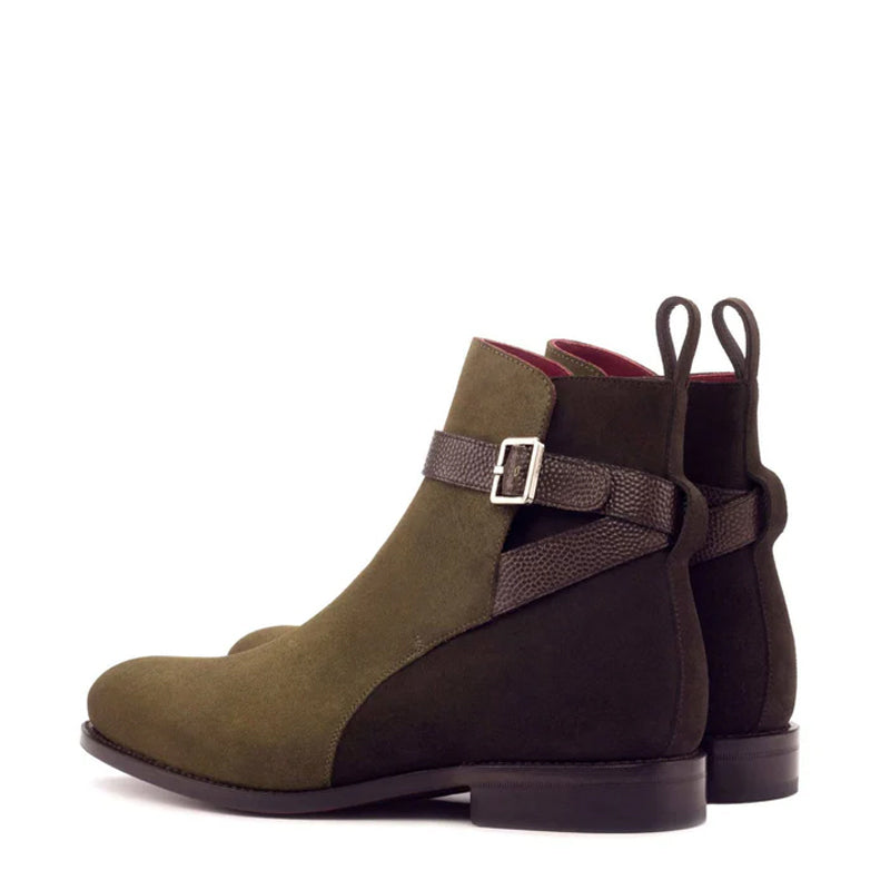 Suede Handmade Custom Leather Brown Burgundy Jodhpur Boot