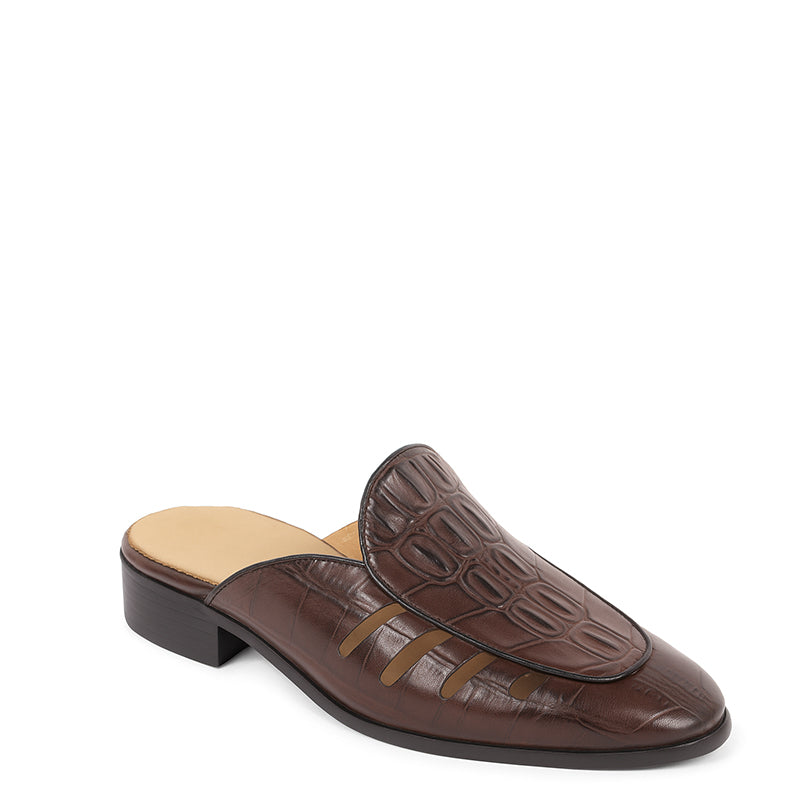 Stylish Croco Leather Mule