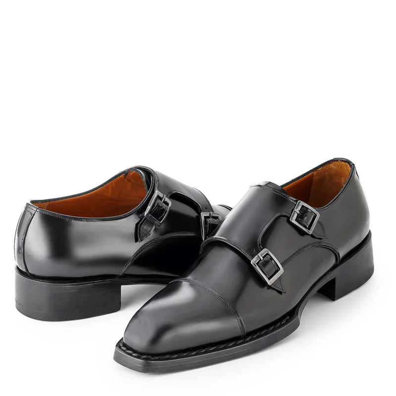 Men Cap Toe Leather Double MonkStraps Shoes