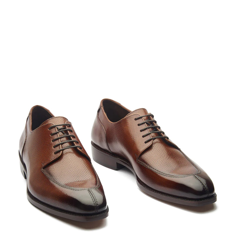 Men Split Toe Leather Formal Derby Brown Shoe