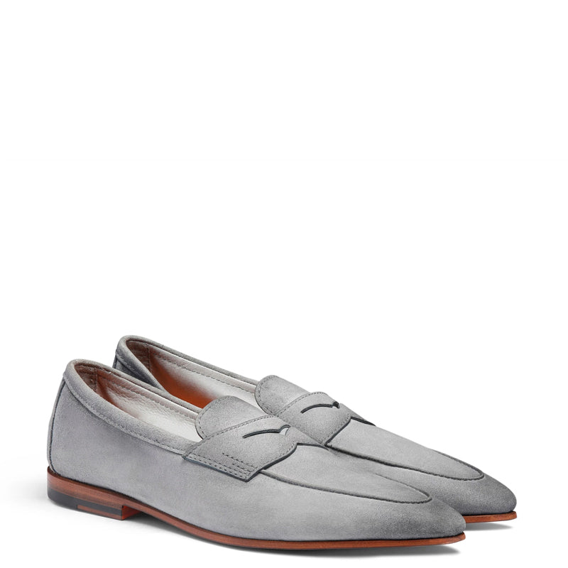 Men Nes Gray Suede Penny Loafers N Classic Slip On