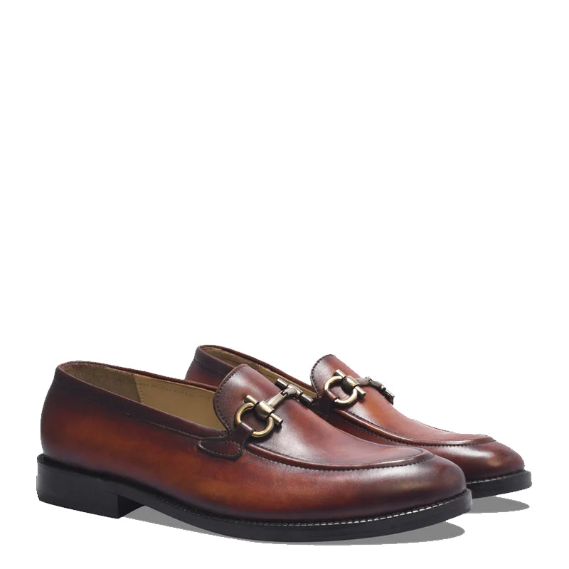 Classic Handmade Horse Bit Buckled Leather Loafers