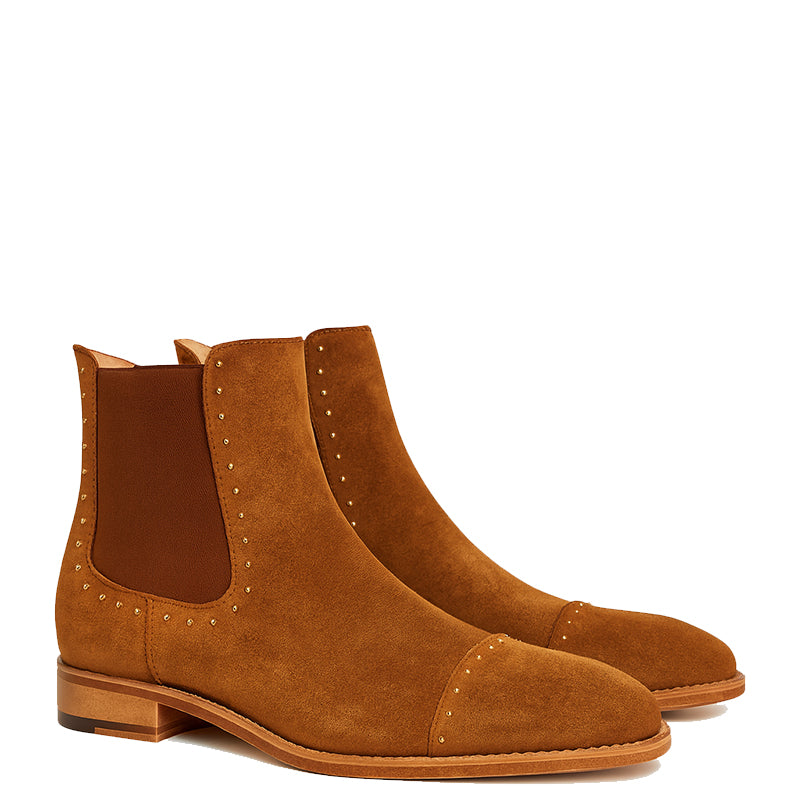 Mens Chelsea Spike Cap Toe Ankle Boots