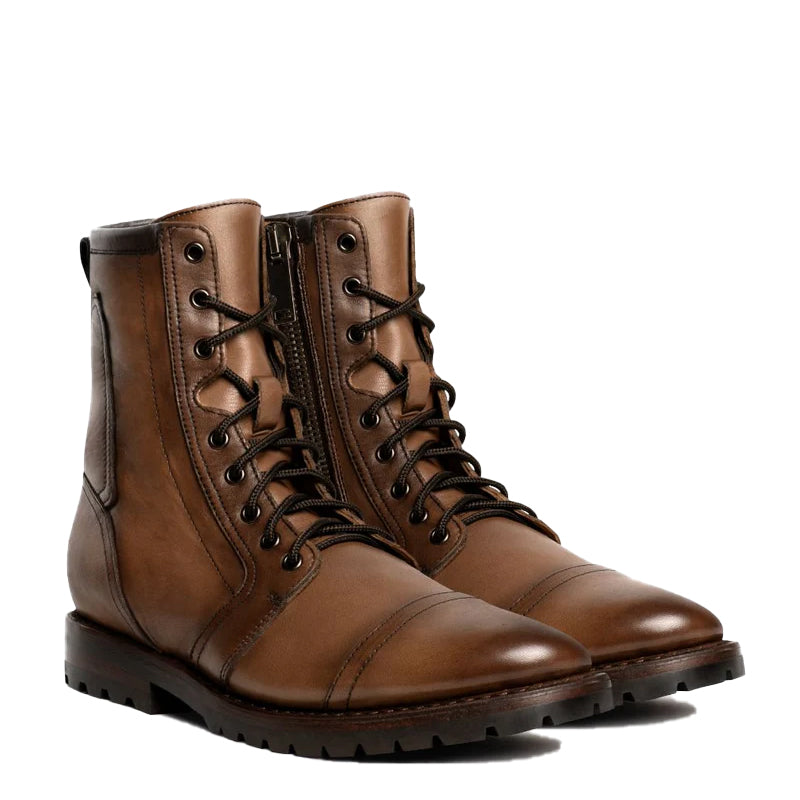 Leather Zip Up High Ankle Boots