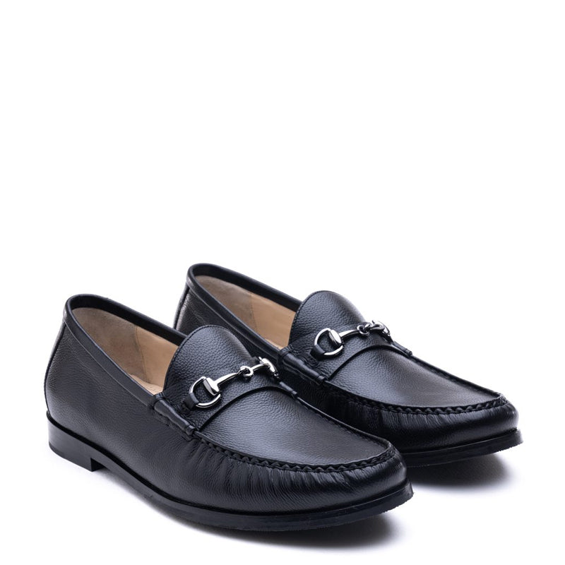 Men Tuscany Buckle Leather Black Loafer