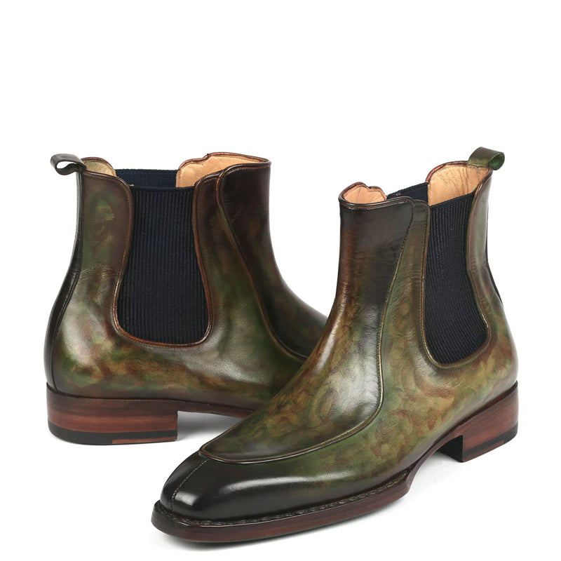 Luxury Pure Leather Handpainted Chelsea Tan & Brown Boot