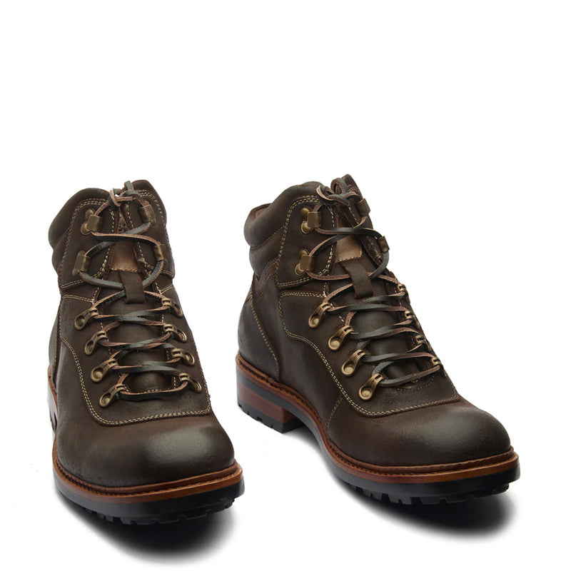 Leather Lace Up Mid Top Ankle Boots For Men
