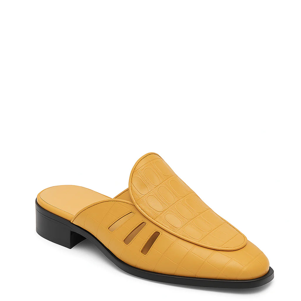 Stylish Croco Leather Mule Tan