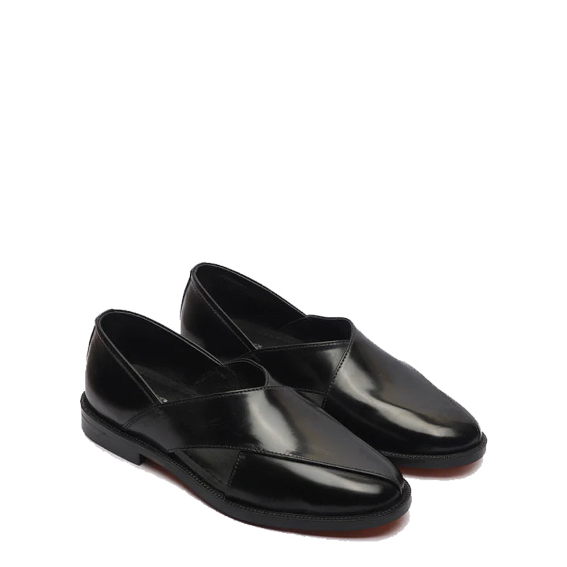 Shiny Leather Closed Comfort Peshawari Brown Sandal