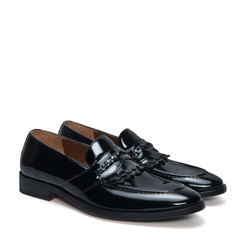 Men Classic Handmade Leather Loafer With Fringe